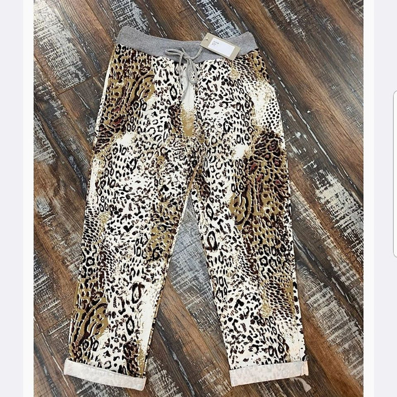 Leopard Denim Pants