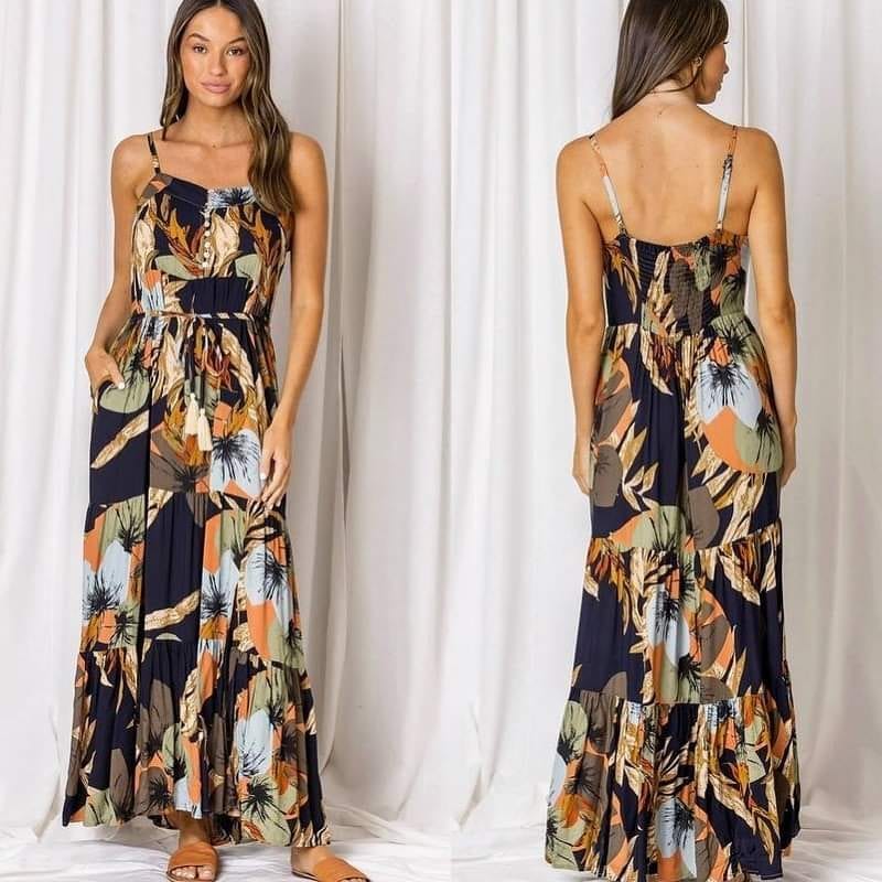 Indianan Maxi Dress in Navy